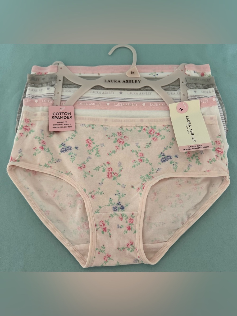 Girls Laura Ashley 5-Pack Cotton Spandex Briefs
